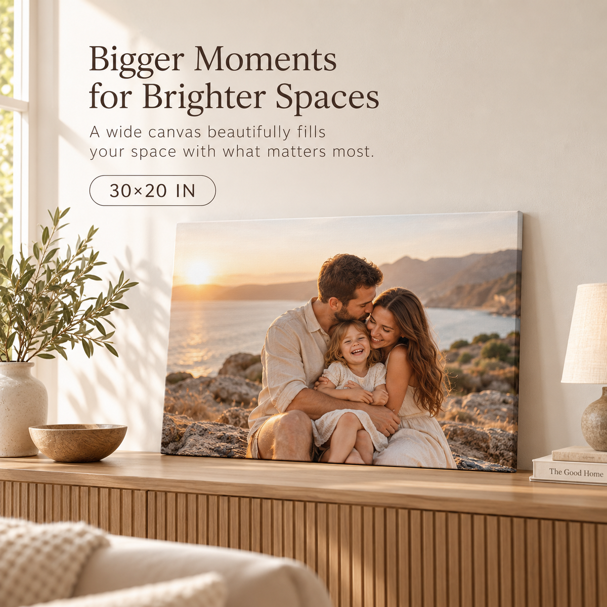 30x20 landscape custom photo canvas for family photos