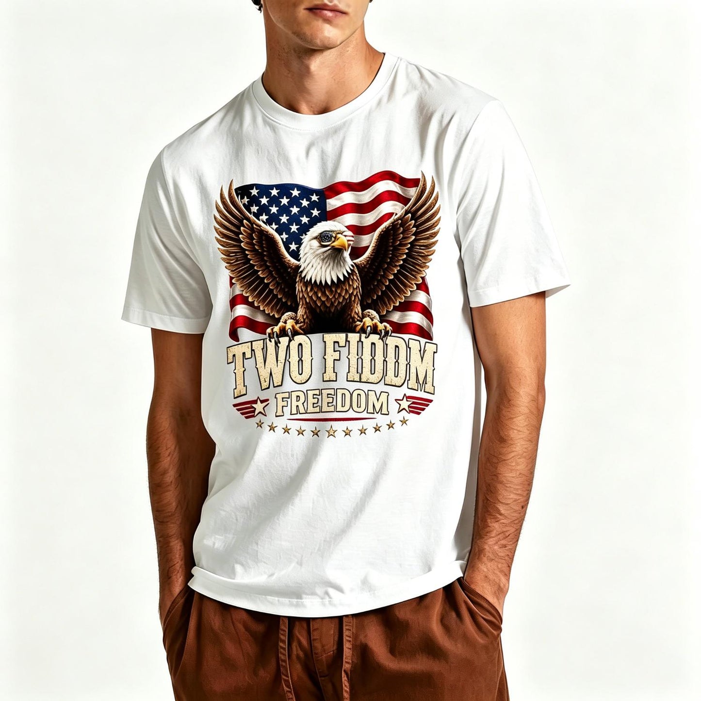 Two Fiddy 2 Fiddy 250 Anniversary 4th of July USA Flag Eagle T-Shirt