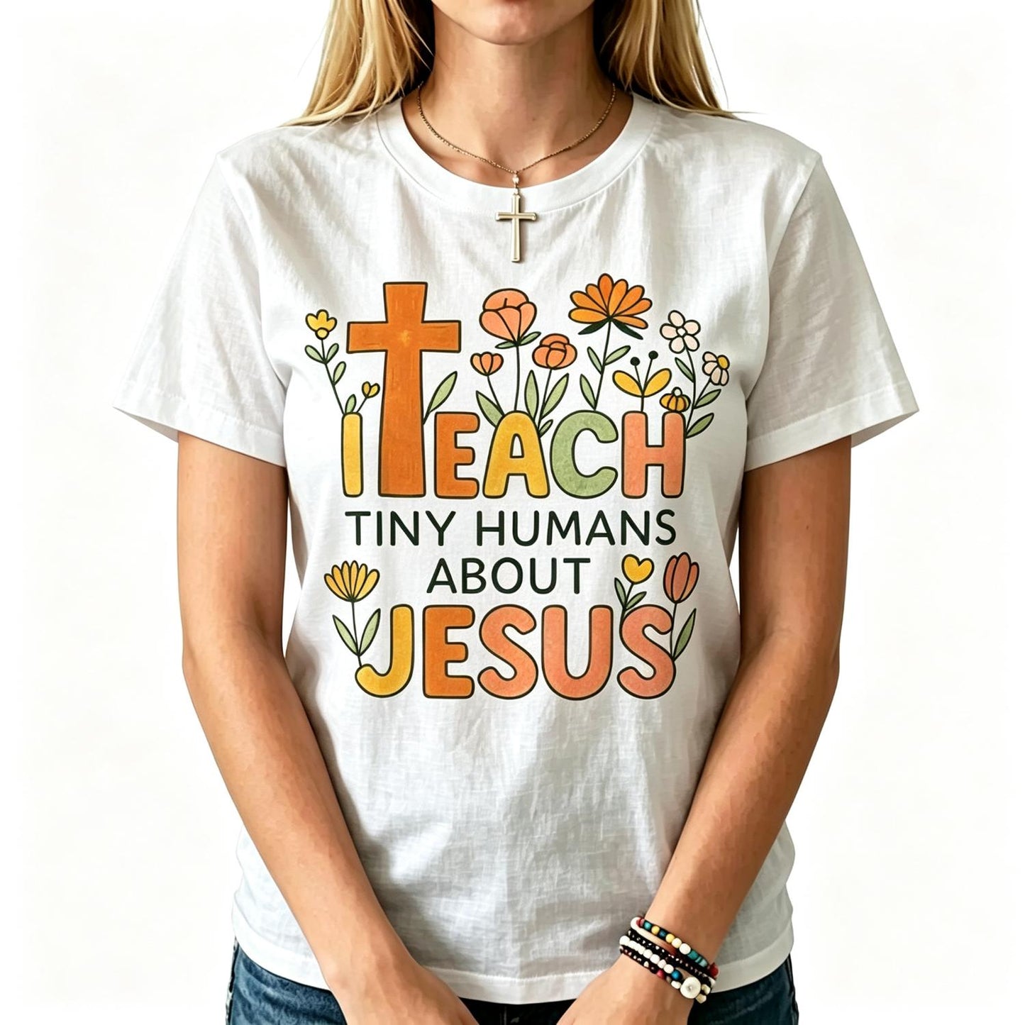 I Teach Tiny Humans About Jesus Christian Teacher Religious T-Shirt