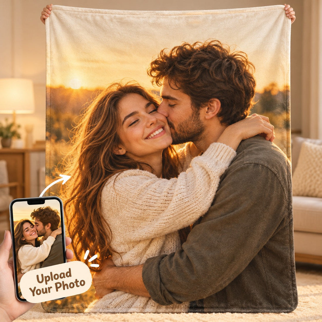 Personalized couple photo flannel blanket gift