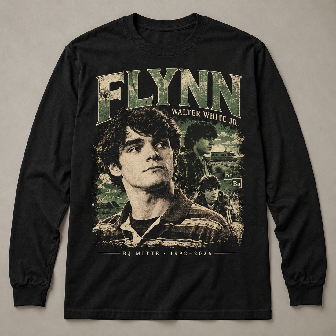 Vintage green black Flynn Walter White Jr RJ Mitte tribute long sleeve shirt gift idea