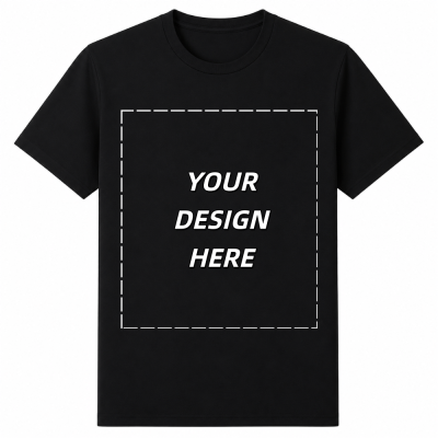 Black custom T-shirt ready for a personalized photo or design