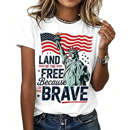 Regular Style T-shirt for Spring and Summer Season. Suitable for Flag Day and the 250th Anniversary Celebration of the United States