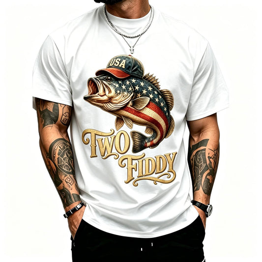 1776 2026 Bass Fishing USA Flag 250th Birthday Two Fiddy T-Shirt