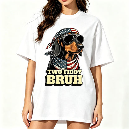 Two Fiddy Bruh American Flag Doxie T-Shirt