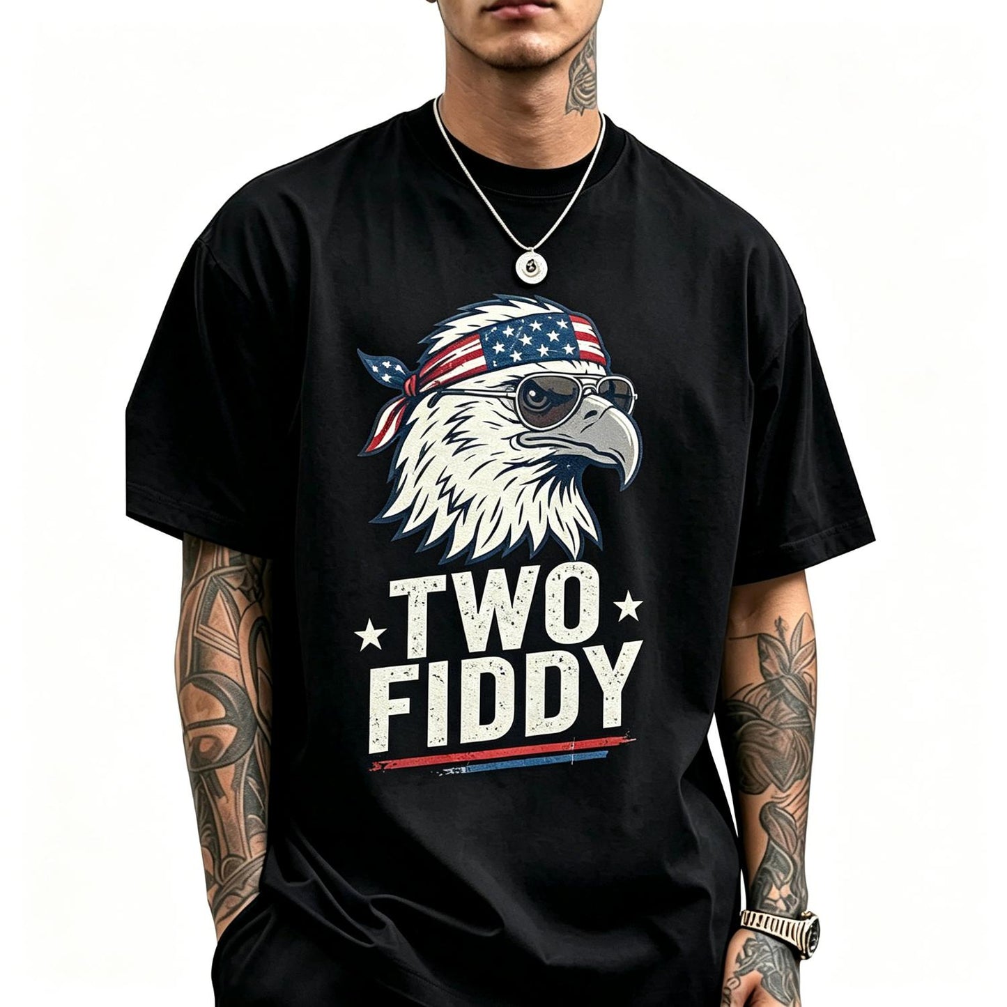 1776 2026 USA Flag 250th Patriotic Eagle Humor Two Fiddy Adult Heavyweight T-Shirt