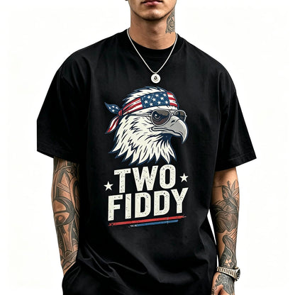 1776 2026 USA Flag 250th Patriotic Eagle Humor Two Fiddy Adult Heavyweight T-Shirt