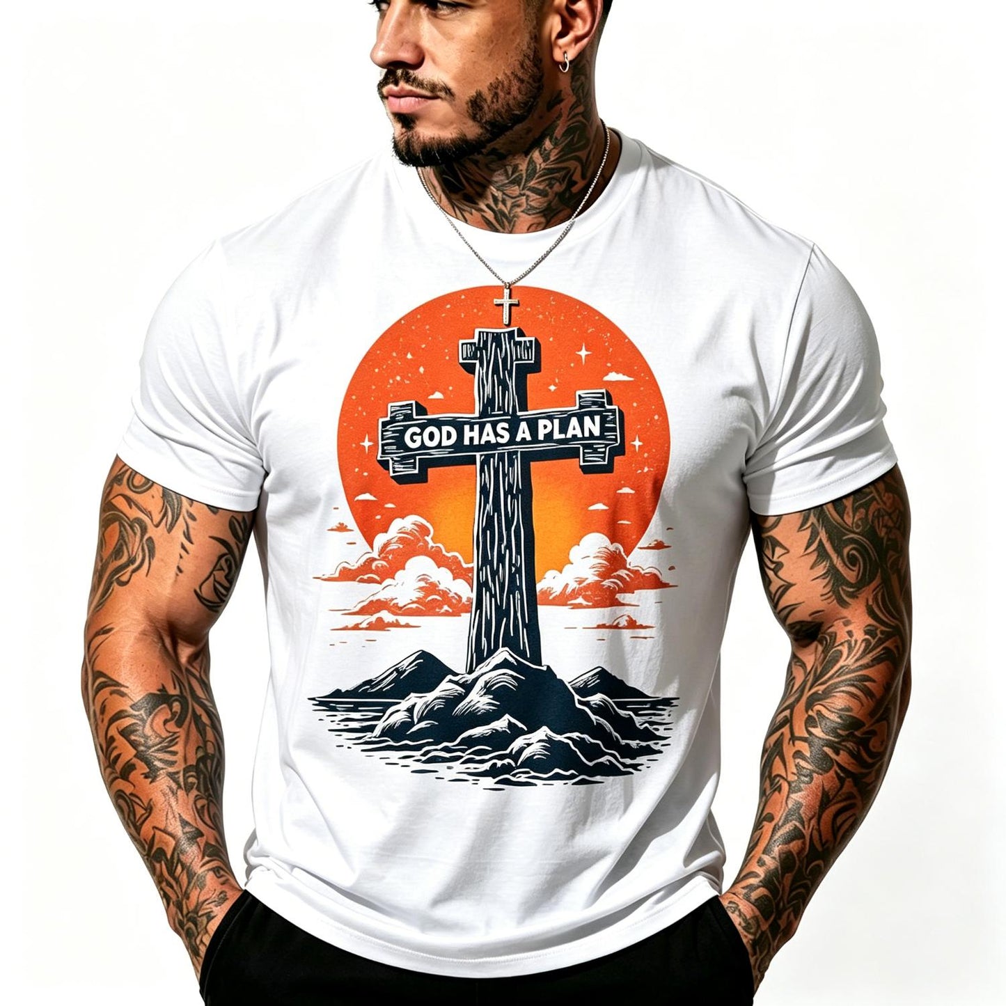 Cool God Has a Plan Jesus Christ Cross Design Men Women T-Shirt