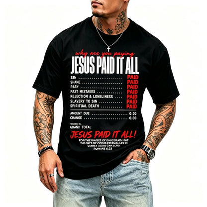 Funny Christian Receipt Jesus Paid It All Romans 6:23 Faith T-Shirt