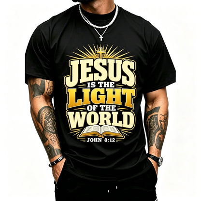 Christ Jesus is Light of the World Scripture Faith John 8:12 Adult Heavyweight T-Shirt