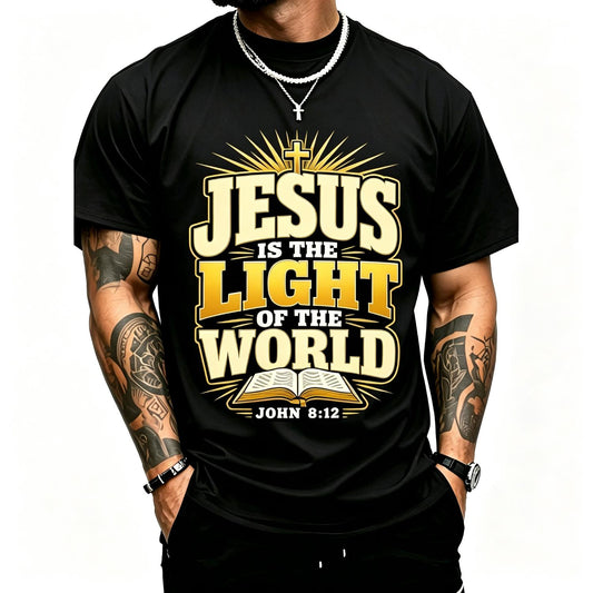 Christ Jesus is Light of the World Scripture Faith John 8:12 Adult Heavyweight T-Shirt