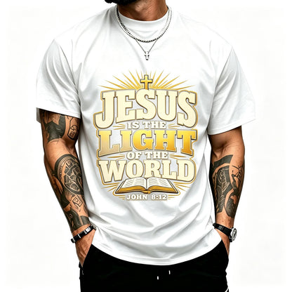 Christ Jesus is Light of the World Scripture Faith John 8:12 Adult Heavyweight T-Shirt