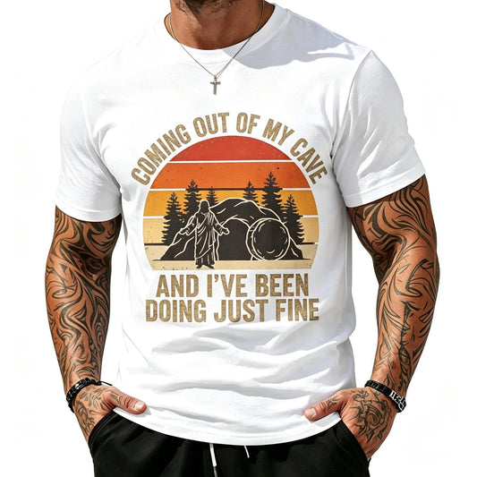 Coming Out of My Cave Christian Retro Sunset T-Shirt