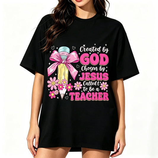 Created By God Called To Teacher - Jesus Christian Teacher T-Shirt