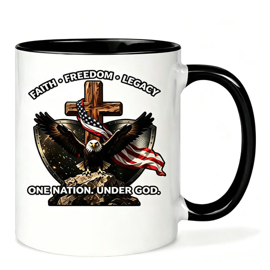 One Nation Under God Eagle Cross Ceramic Mug