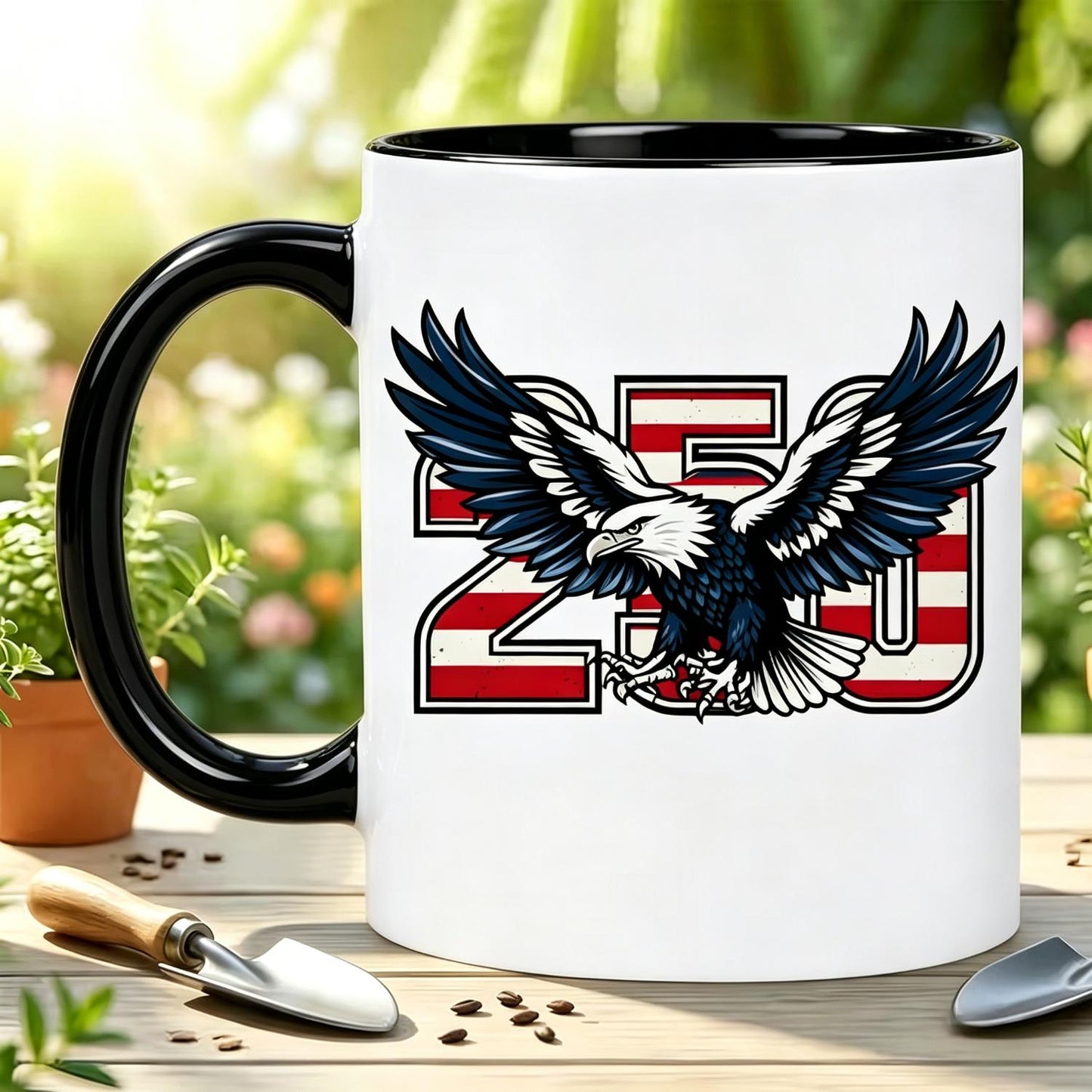 1pc an 11Oz Ceramic Mug Featuring The '250 1776-2026 Bald Eagle' Design. This Insulated And Reusable Coffee Cup Showcases an American Flag