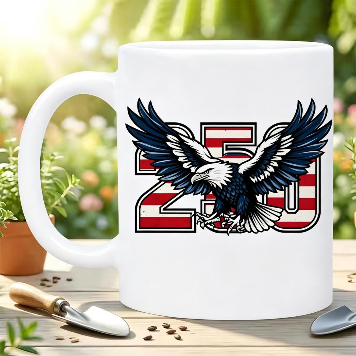 1pc an 11Oz Ceramic Mug Featuring The '250 1776-2026 Bald Eagle' Design. This Insulated And Reusable Coffee Cup Showcases an American Flag