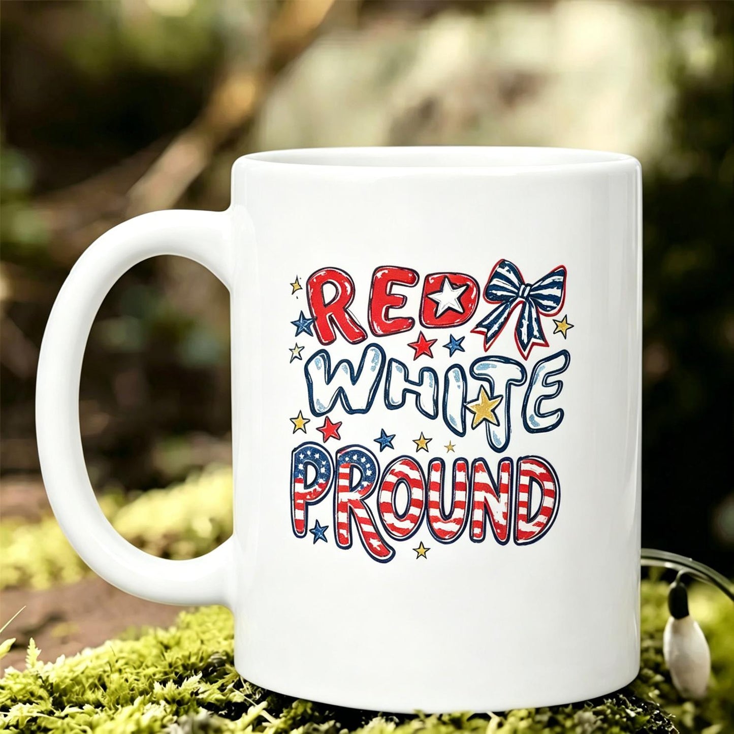 Red White & PROUND Reusable Coffee Cups Trendy Women's 11Oz Ceramic Mug