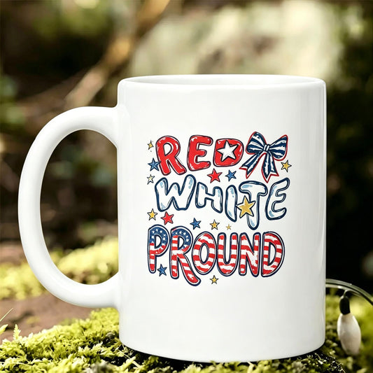 Red White Patriotic Ceramic Mug