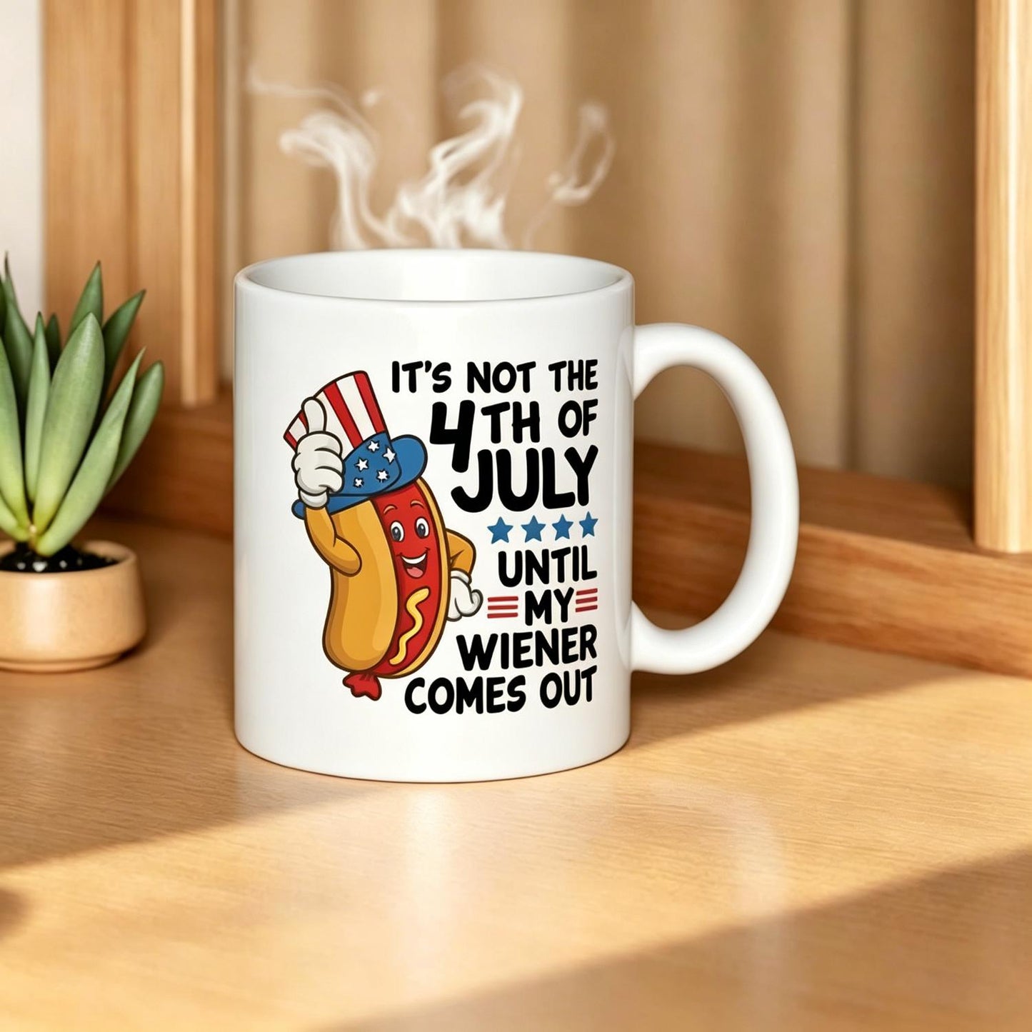 4th of July Funny Wiener Ceramic Mug Partying Grilling Fourth Humor Gift Shirt hot dog bbq Mens offensive Reusable Coffee Cups