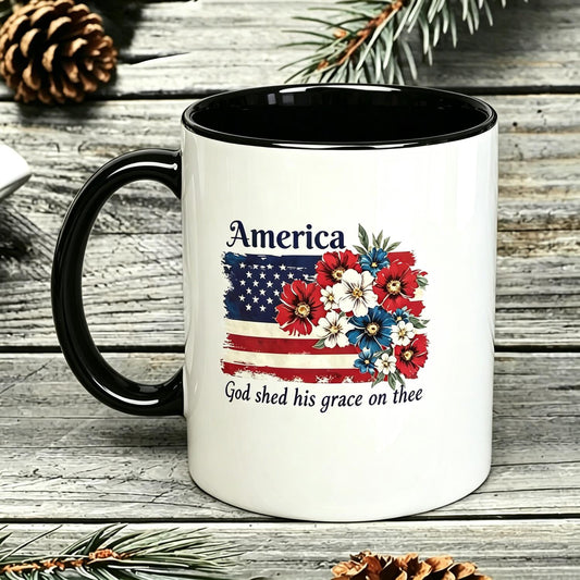 America Floral Flag Ceramic Mug