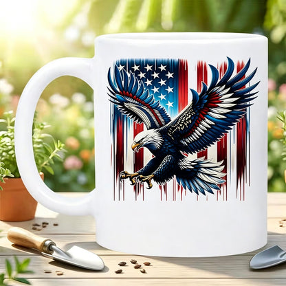 4Th of July Gift 1pc 11Oz Inner Color Ceramic Mug for american Reusable Coffee Cup for Hot/Cold Drinks