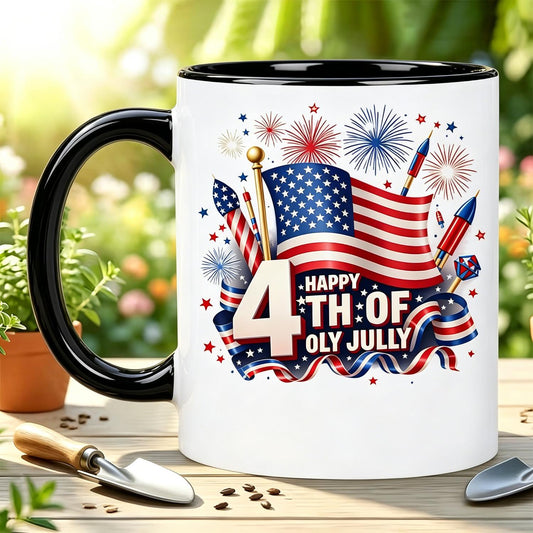 Happy 4th of July Flag and Fireworks Ceramic Mug