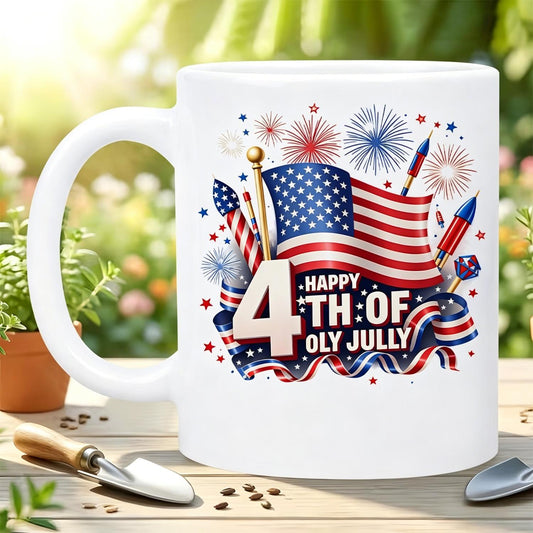 Happy 4th of July Flag and Fireworks Ceramic Mug