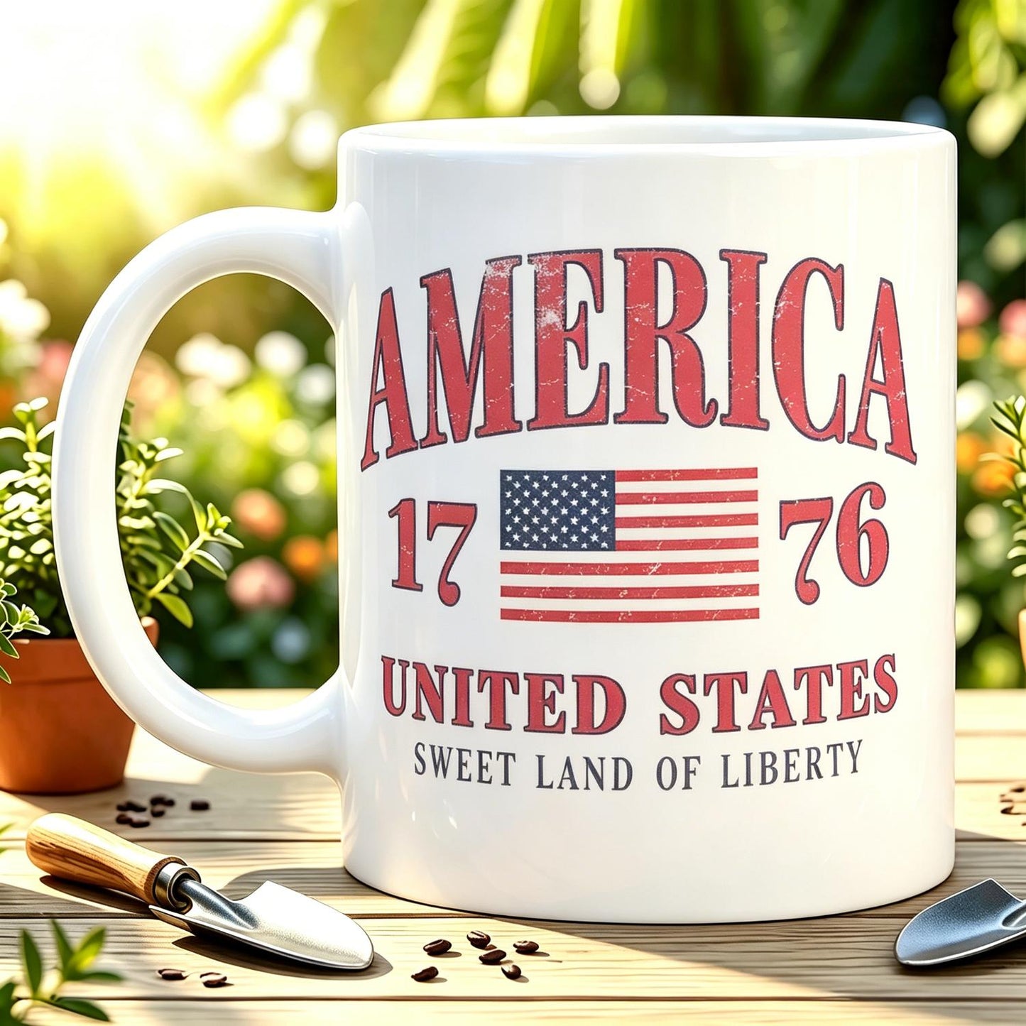 1776-Retro America 4th Of July Ceramic Cup Preppy Fourth of July Reusable Coffee Cups Trendy USA Gifts Cup Aesthetic Patriotic 11Oz Ceramic Mug