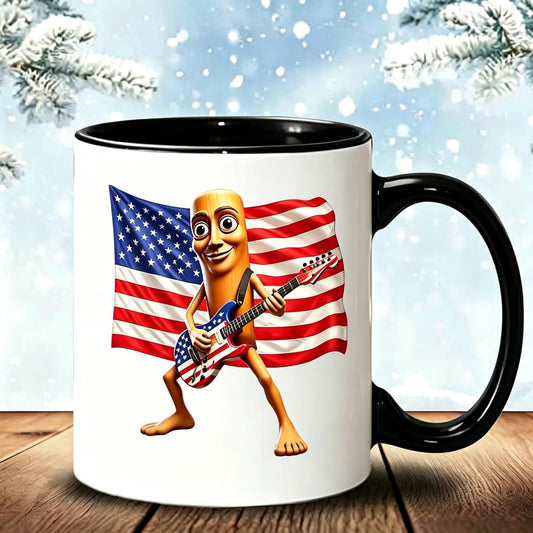 Patriotic American Flag Guitar Character Ceramic Mug