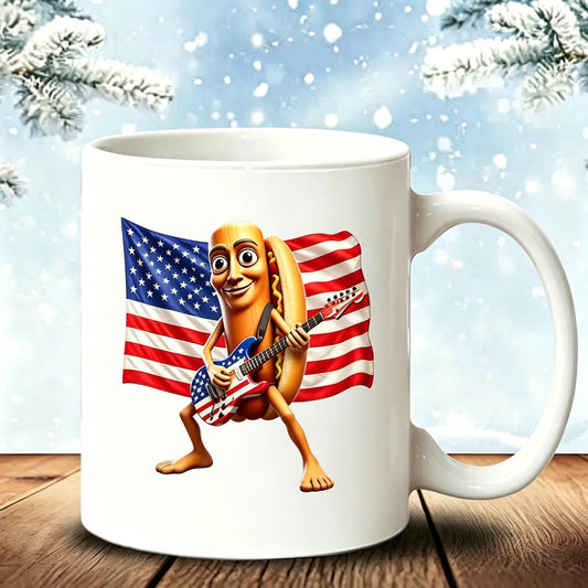 Patriotic American Flag Guitar Character Ceramic Mug