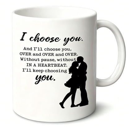 Romantic couple ceramic black coffee mug/tea cup A cup/mug printed with "I choose you" and a silhouette of a loving couple