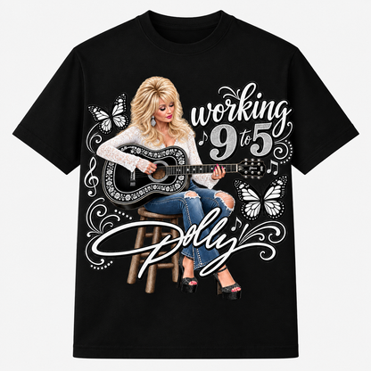 Working 9 to 5 Vintage Country Music T-Shirt – Western Butterfly Graphic Tee