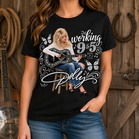 Working 9 to 5 Vintage Country Music T-Shirt – Western Butterfly Graphic Tee