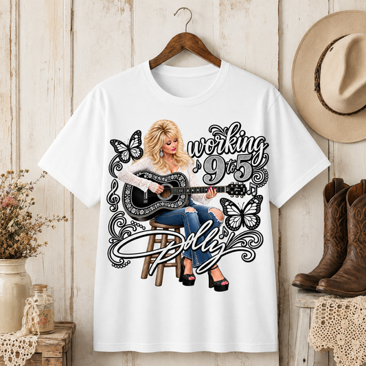 Working 9 to 5 Vintage Country Music T-Shirt – Western Butterfly Graphic Tee