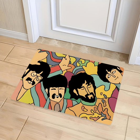 Retro Psychedelic Cartoon Band Flannel Mat
