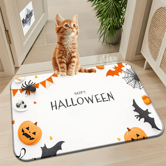 Happy Halloween Pumpkin & Bat Flannel Mat