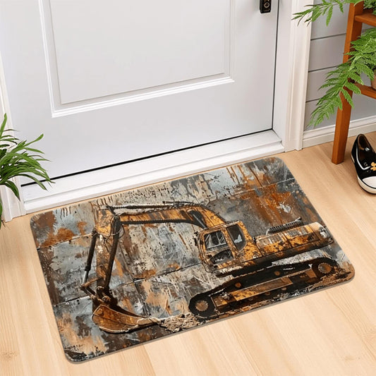 Rusty Excavator Construction Flannel Mat