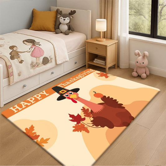 Happy Thanksgiving Turkey Flannel Mat