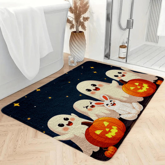 Cute Ghost & Pumpkin Halloween Flannel Mat