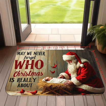 Santa & Baby Jesus Christmas Flannel Mat