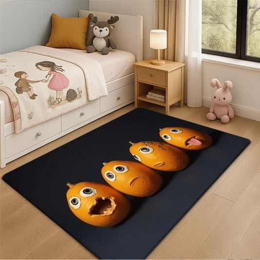 Four Funny Orange Faces Flannel Mat