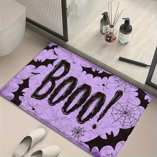 Purple Boo Bat & Spiderweb Flannel Mat