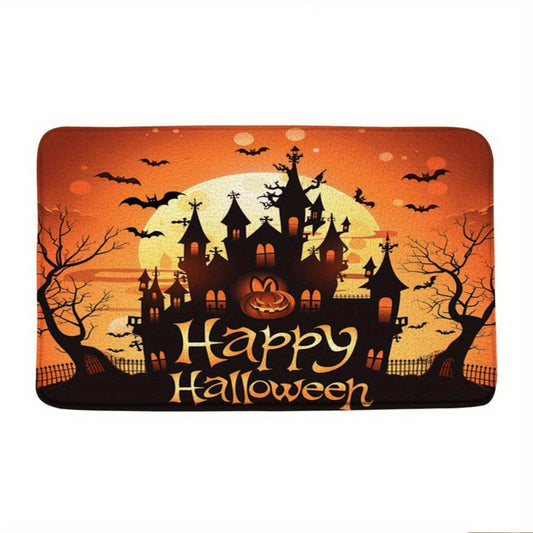 Happy Halloween Haunted House Flannel Mat