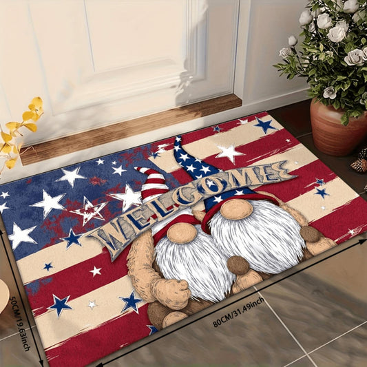 Patriotic Gnome Welcome Flannel Mat