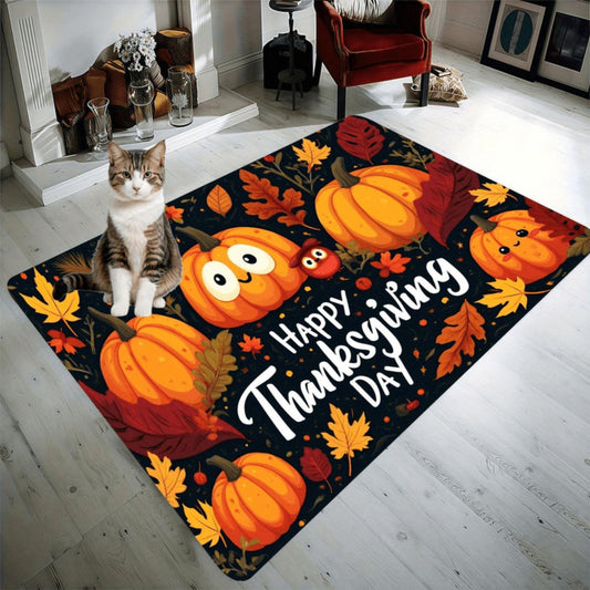 Happy Thanksgiving Pumpkin Flannel Mat