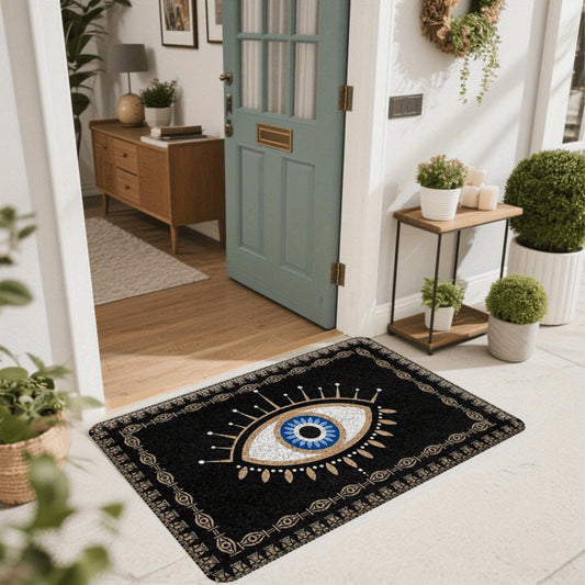 Black & Gold Evil Eye Flannel Mat