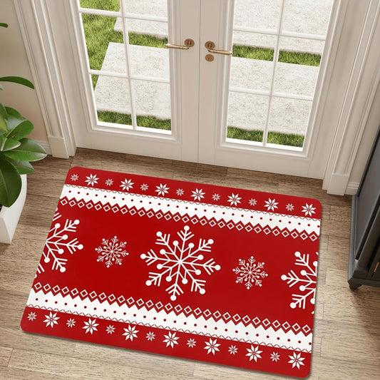 Red Nordic Snowflake Christmas Flannel Mat