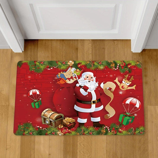 Santa Gift Delivery Christmas Flannel Mat