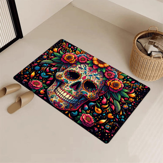 Day of the Dead Sugar Skull Flannel Mat